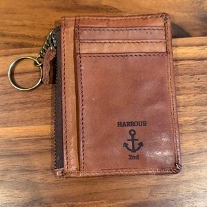 Harbour 2nd Vintage Brown Leather Wallet Card Holder and Key Chain